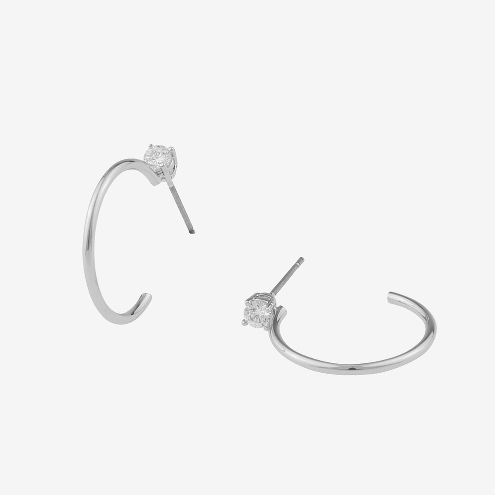 Duo Ring Earring In Silver Clear Snö Of Sweden Duo Ring Earring