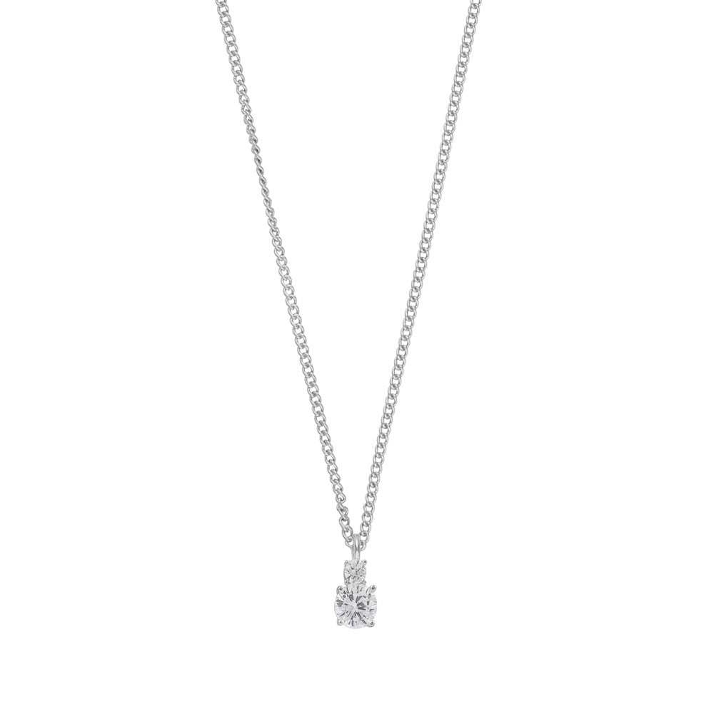 Duo Small Pendant Necklace In Silver Clear Snö Of Sweden Log In